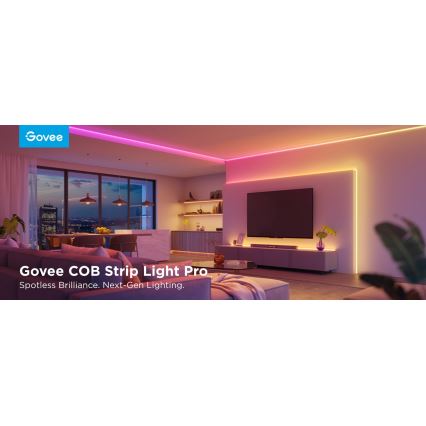 Govee - LED RGBICW Лента с регулированием яркости COB 3780 диоды 3 м Wi-Fi Matter