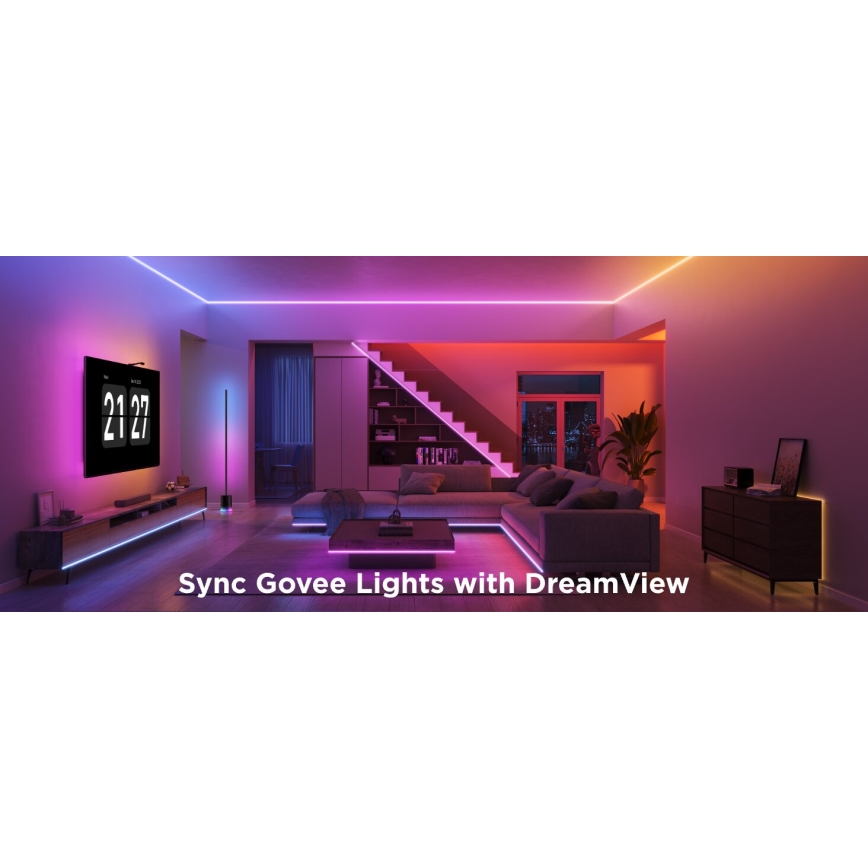 Govee - LED RGBICW Лента с регулированием яркости COB 3780 диоды 3 м Wi-Fi Matter