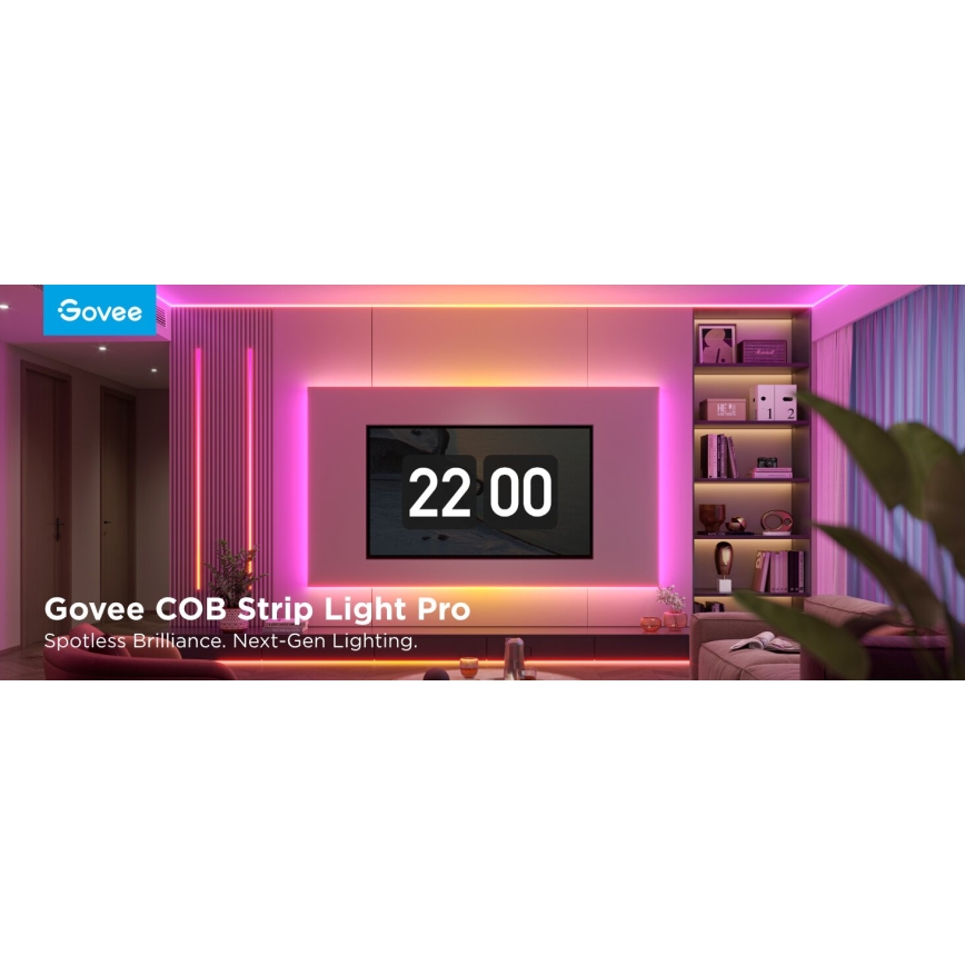 Govee - LED RGBICW Лента с регулированием яркости COB 3780 диоды 3 м Wi-Fi Matter