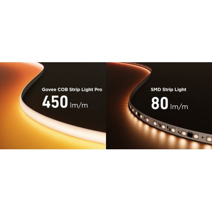 Govee - LED RGBICW Стрічка з регулюванням яскравості COB 3780 діод 3м Wi-Fi Matter