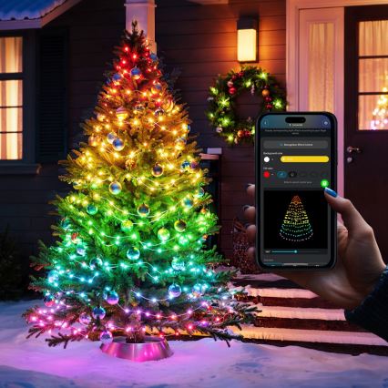 Govee - LED RGBICW Вуличний різдвяна гірлянда 2700-6500K 20м Wi-Fi Matter IP66