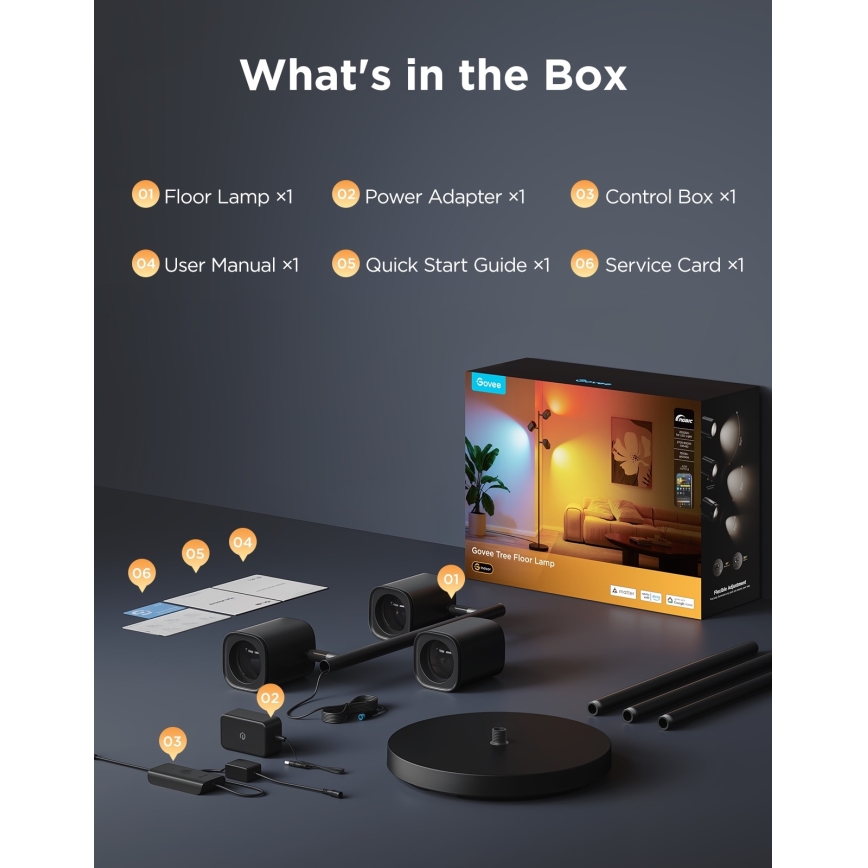 Govee - LED RGBICWW Диммируемая напольная лампа TREE MATTER LED/48W/230V Wi-Fi