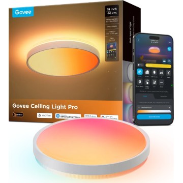 Govee - LED RGBICWW Диммируемый потолочный светильник светодиодный/55 Вт/230 В/диаметр 46 см Matter Wi-Fi