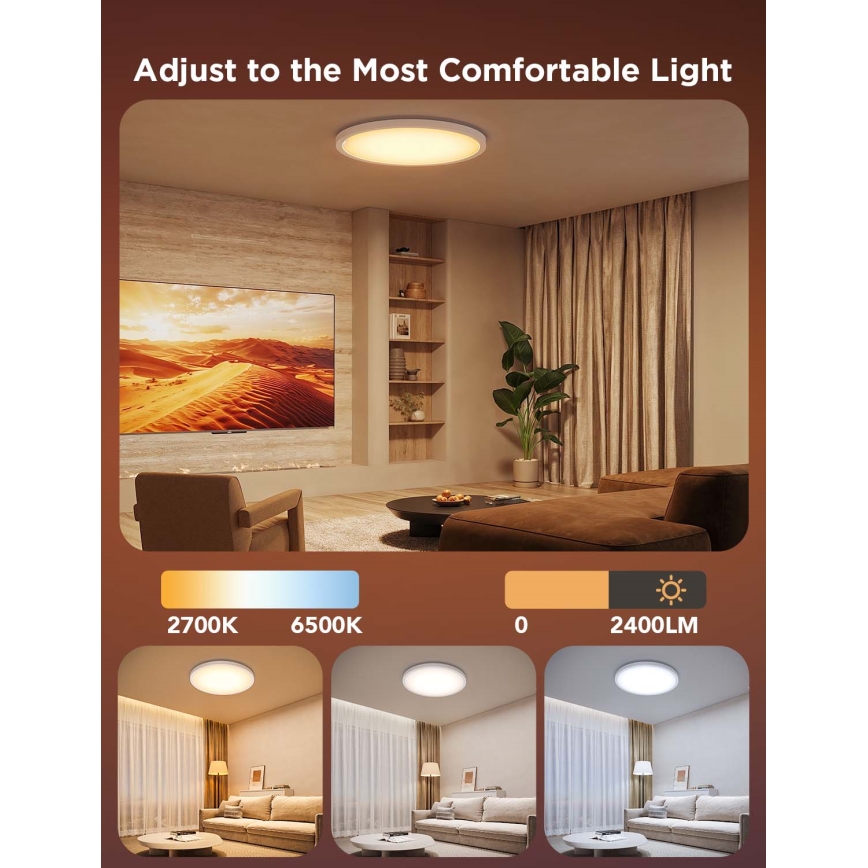 Govee - диммируемый светодиодный потолочный светильник RGBICWW, 29 Вт, 230 В, диаметр 30 см, матовый, Wi‑Fi