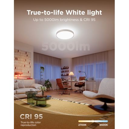 Govee - LED RGBICWW затемнюваний стельовий світильник LED/55W/230V Ø 53 см Matter Wi-Fi