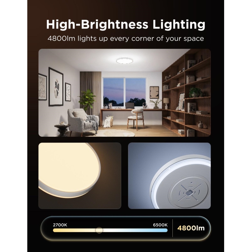 Govee - LED RGBICWW Стельовий світильник із димуванням LED/55W/230V діаметр 46 см Matter Wi-Fi