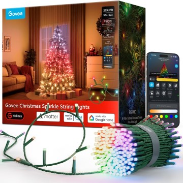 Govee - LED RGBWIC Уличная рождественская гирлянда 2700-6500K 30 м Wi-Fi Matter IP65
