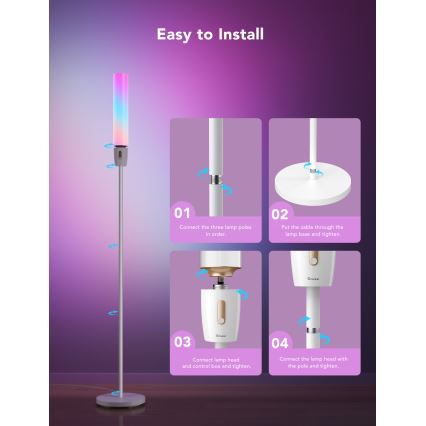 Govee - LED Торшер з регулюванням яскравості CYLINDER SMART RGBICWW 2200-6500K
