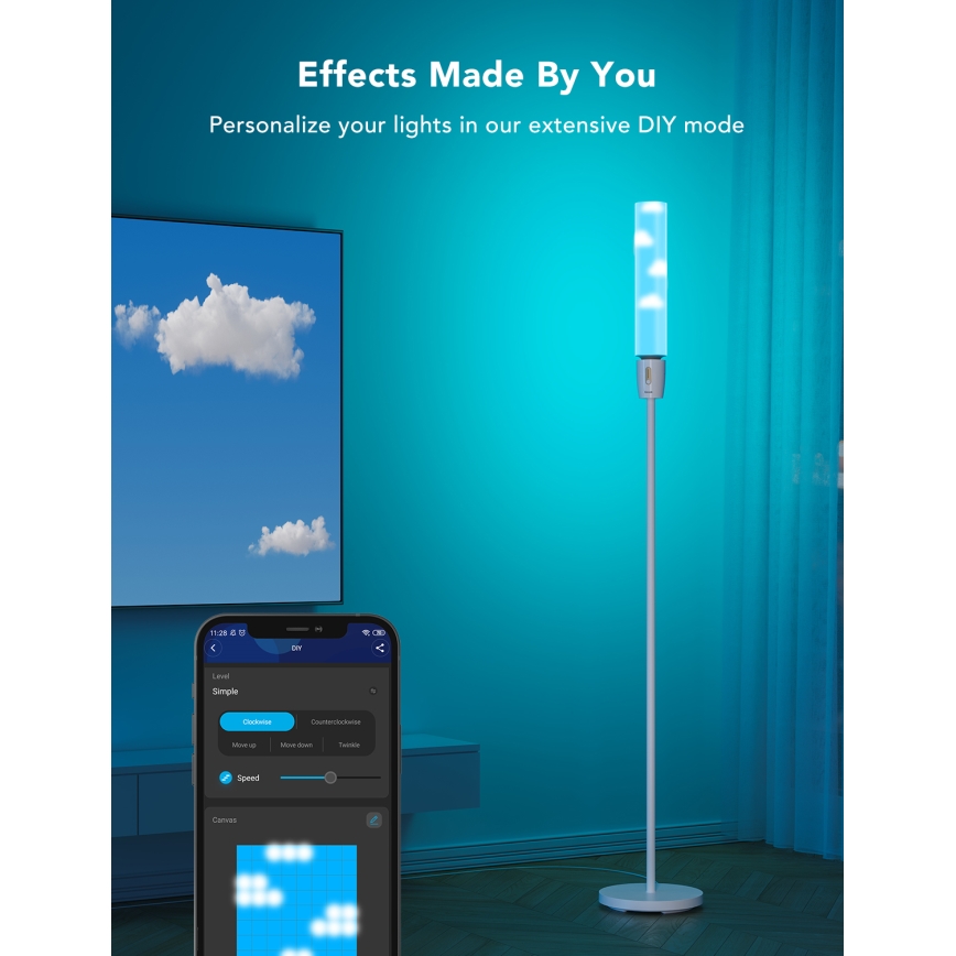 Govee - LED Торшер з регулюванням яскравості CYLINDER SMART RGBICWW 2200-6500K