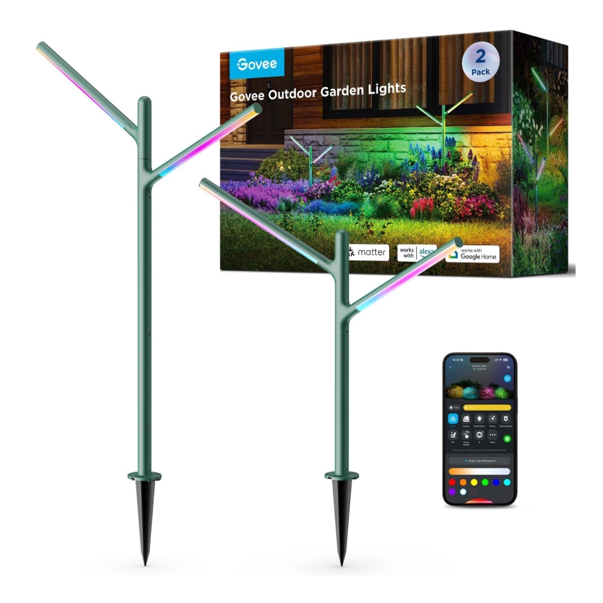 Govee - НАБІР 2x LED RGBICWW Вулична лампа з регулюванням яскравості LED/18W/230V IP66 2700-6500K Wi-Fi