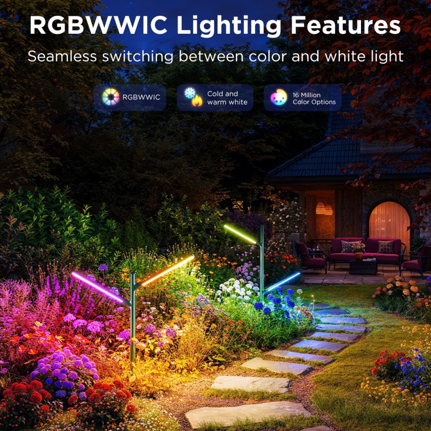 Govee - НАБІР 2x LED RGBICWW Вулична лампа з регулюванням яскравості LED/18W/230V IP66 2700-6500K Wi-Fi
