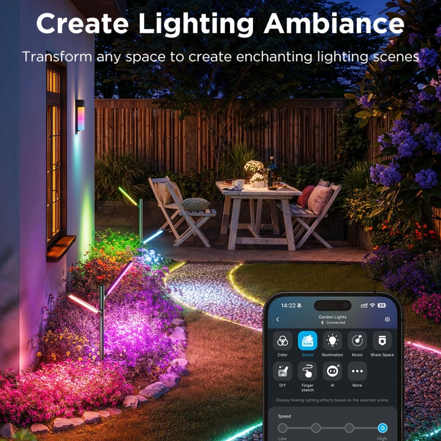 Govee - НАБІР 2x LED RGBICWW Вулична лампа з регулюванням яскравості LED/18W/230V IP66 2700-6500K Wi-Fi