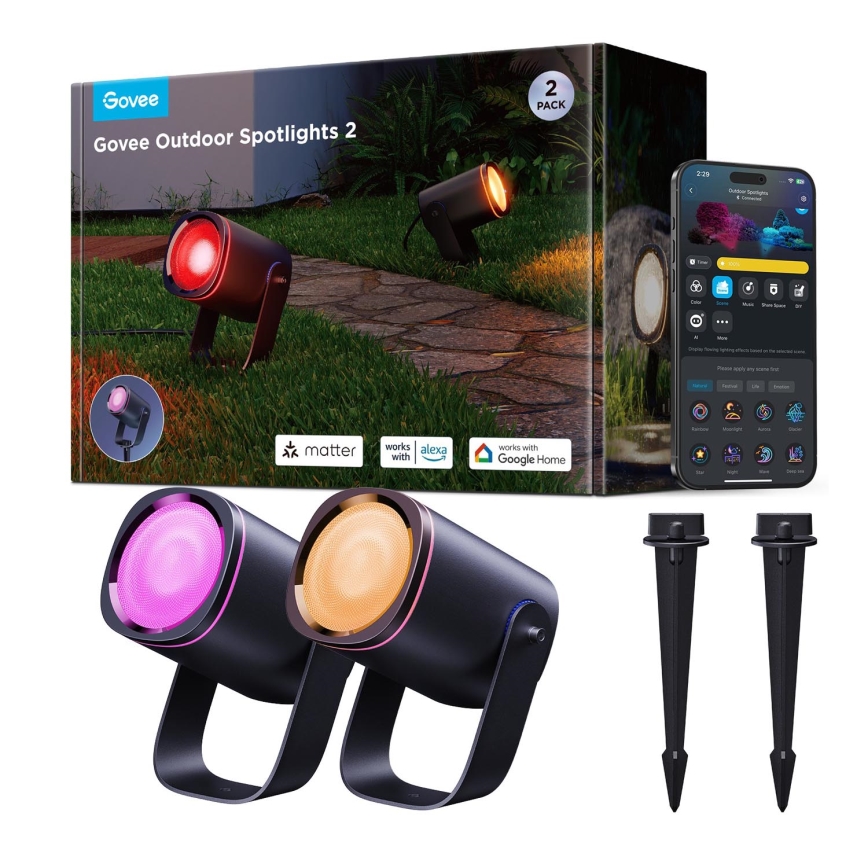 Govee - НАБІР 2x LED RGBWW Прожектор з регулюванням яскравості LED/12W/230V IP67 2700-6500K Wi-Fi
