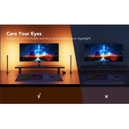 Govee - Комплект 2x Smart Gaming Wi-Fi LED RGBIC Панелі + Smart Dual чорний + пульт дистанційного керування