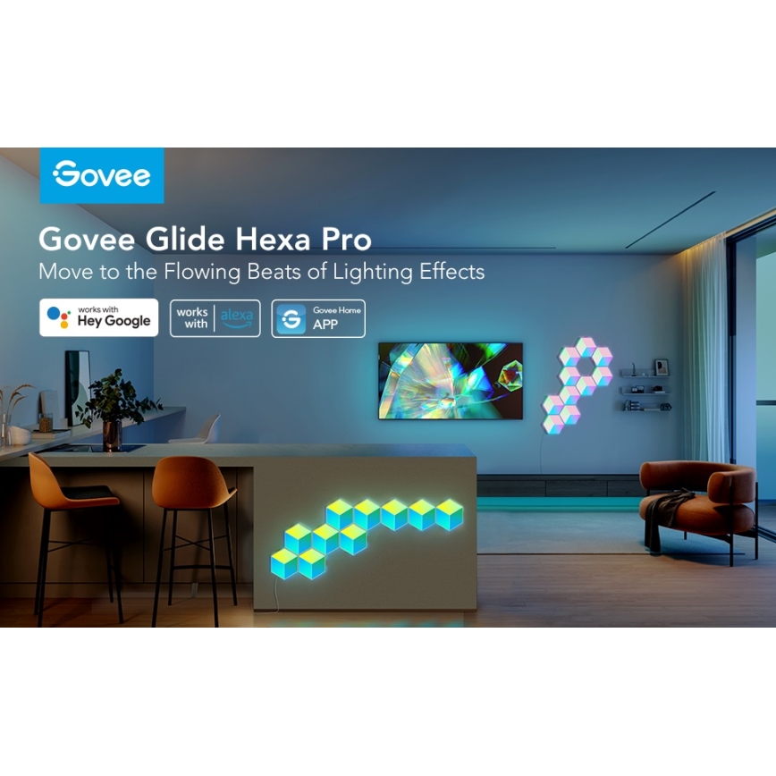 Govee - НАБОР 10x Светодиодный светильник Glide Hexa Pro LED Smart RGBIC Wi-Fi
