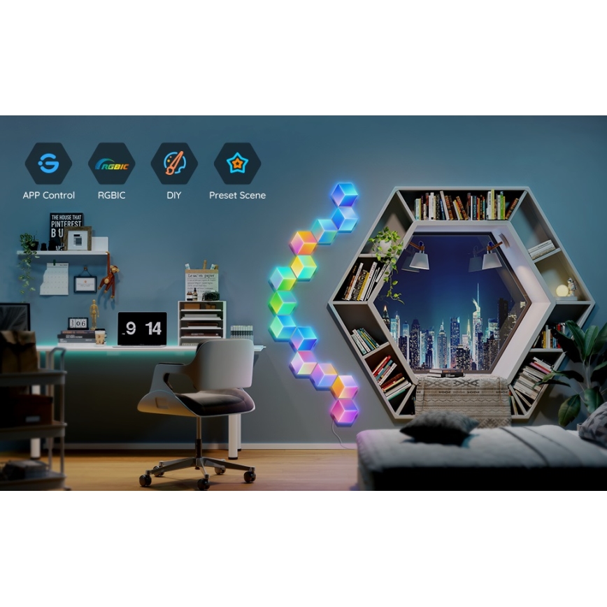 Govee - НАБОР 10x Светодиодный светильник Glide Hexa Pro LED Smart RGBIC Wi-Fi