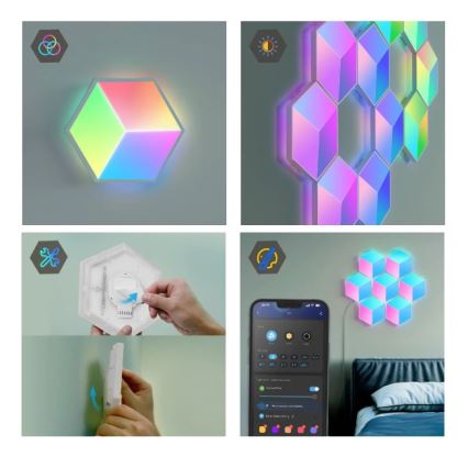 Govee - НАБОР 10x Светодиодный светильник Glide Hexa Pro LED Smart RGBIC Wi-Fi