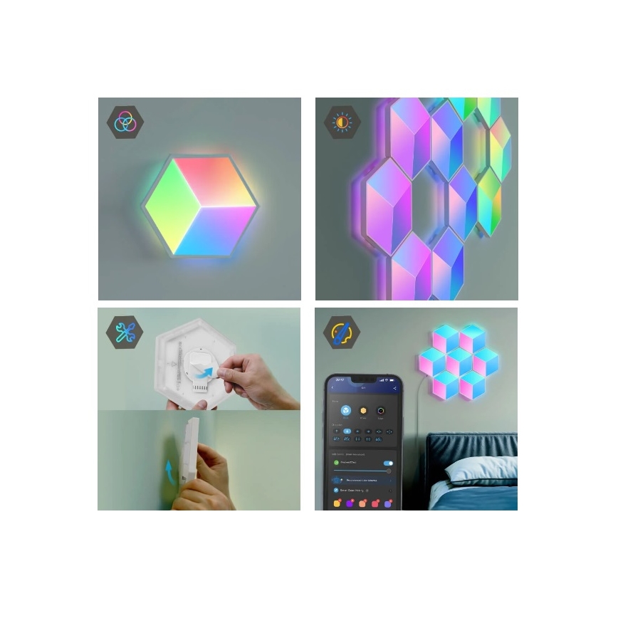 Govee - НАБОР 10x Светодиодный светильник Glide Hexa Pro LED Smart RGBIC Wi-Fi