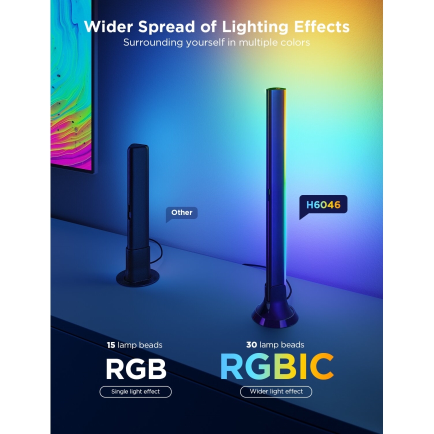 Govee - НАБОР 2x Backlight TV 55-65" SMART LED RGBICW-подсветка Wi-Fi