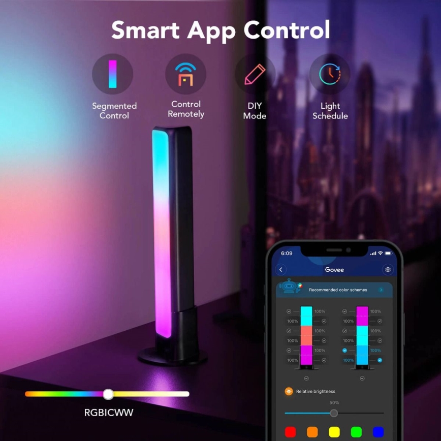 Govee - НАБОР 2x Умная подсветка Flow Plus SMART LED TV & Gaming - RGBICWW Wi-Fi