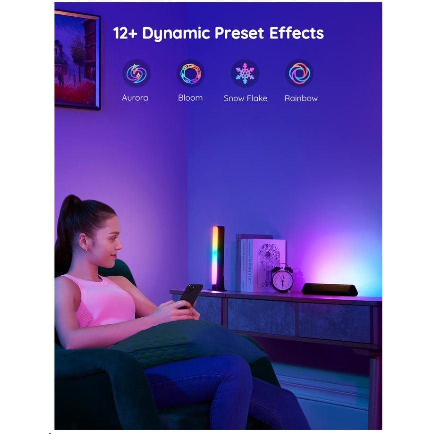 Govee - НАБОР 2x Умная подсветка Flow Plus SMART LED TV & Gaming - RGBICWW Wi-Fi