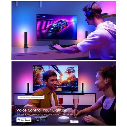 Govee - НАБОР 2x Умная подсветка Flow Plus SMART LED TV & Gaming - RGBICWW Wi-Fi