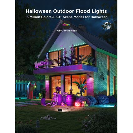 Govee - НАБОР 4x диммируемых светодиодных прожекторов RGBICWW LED/24W/230V IP66, совместимых с Matter и Wi-Fi