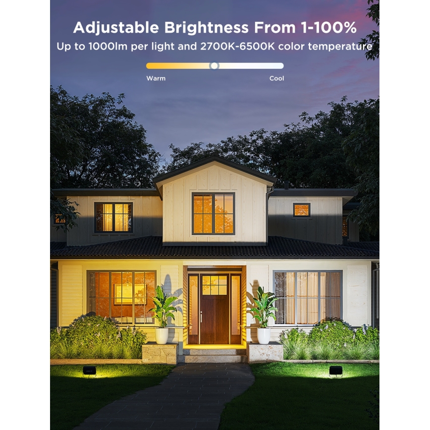 Govee - НАБОР 4x диммируемых светодиодных прожекторов RGBICWW LED/24W/230V IP66, совместимых с Matter и Wi-Fi