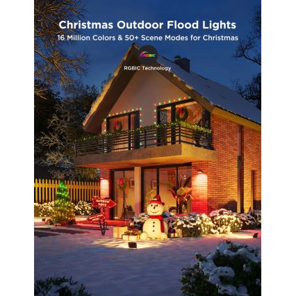 Govee - НАБОР 4x диммируемых светодиодных прожекторов RGBICWW LED/24W/230V IP66, совместимых с Matter и Wi-Fi