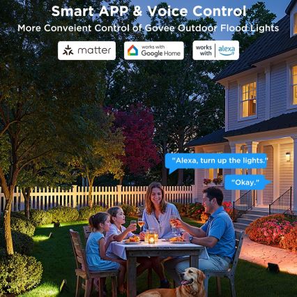 Govee - НАБОР 4x диммируемых светодиодных прожекторов RGBICWW LED/24W/230V IP66, совместимых с Matter и Wi-Fi