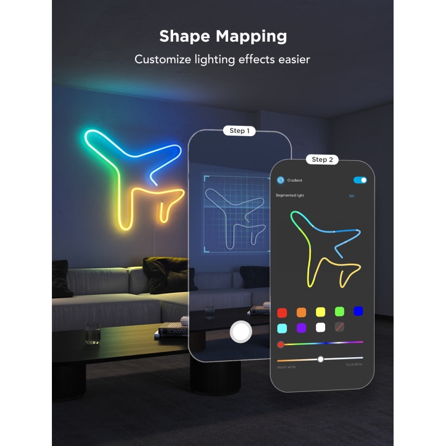 Govee - Neon 2 MATTER Гнучка світлодіодна стрічка 3 м RGBIC Wi-Fi IP67