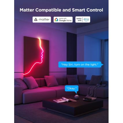 Govee - Neon 2 MATTER Гнучка світлодіодна стрічка 3 м RGBIC Wi-Fi IP67