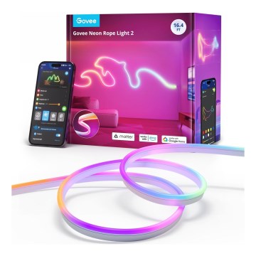 Govee - Neon 2 MATTER Светодиодная гибкая лента 5 м RGBIC Wi-Fi IP67
