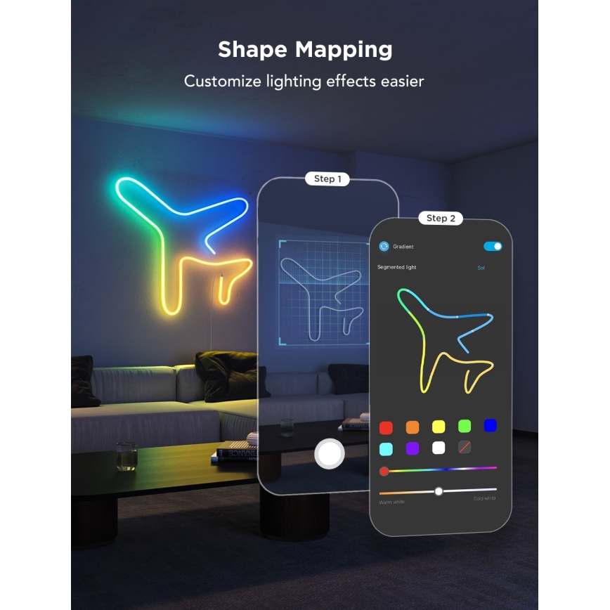 Govee - Neon 2 MATTER Светодиодная гибкая лента 5 м RGBIC Wi-Fi IP67