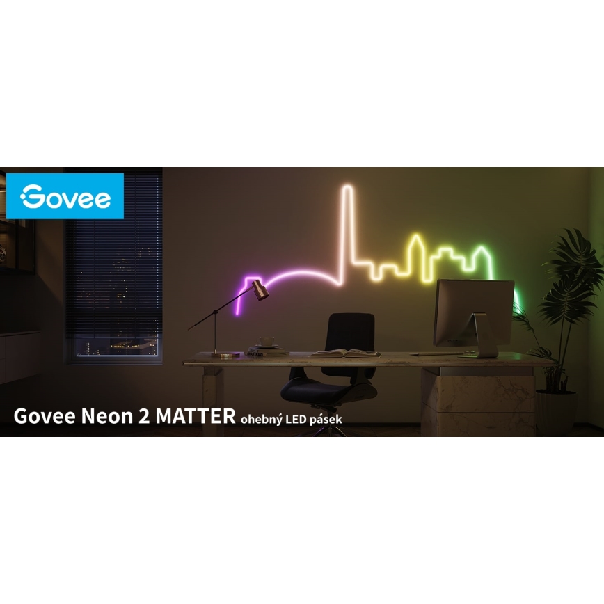 Govee - Neon 2 MATTER Світлодіодна гнучка стрічка 5м RGBIC Wi-Fi IP67