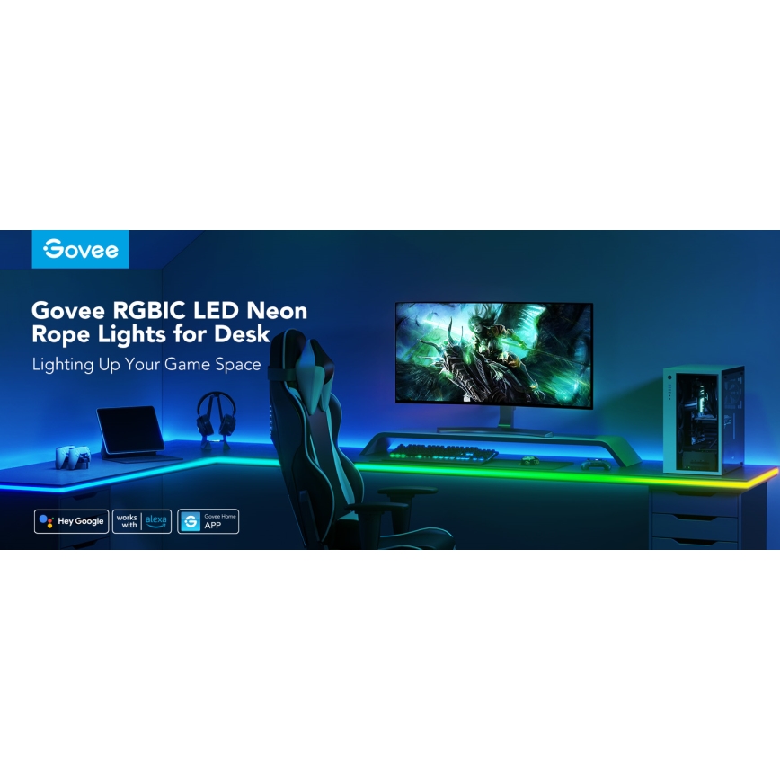 Govee - Neon LED підсвічування для столу 3м RGBIC Wi-Fi