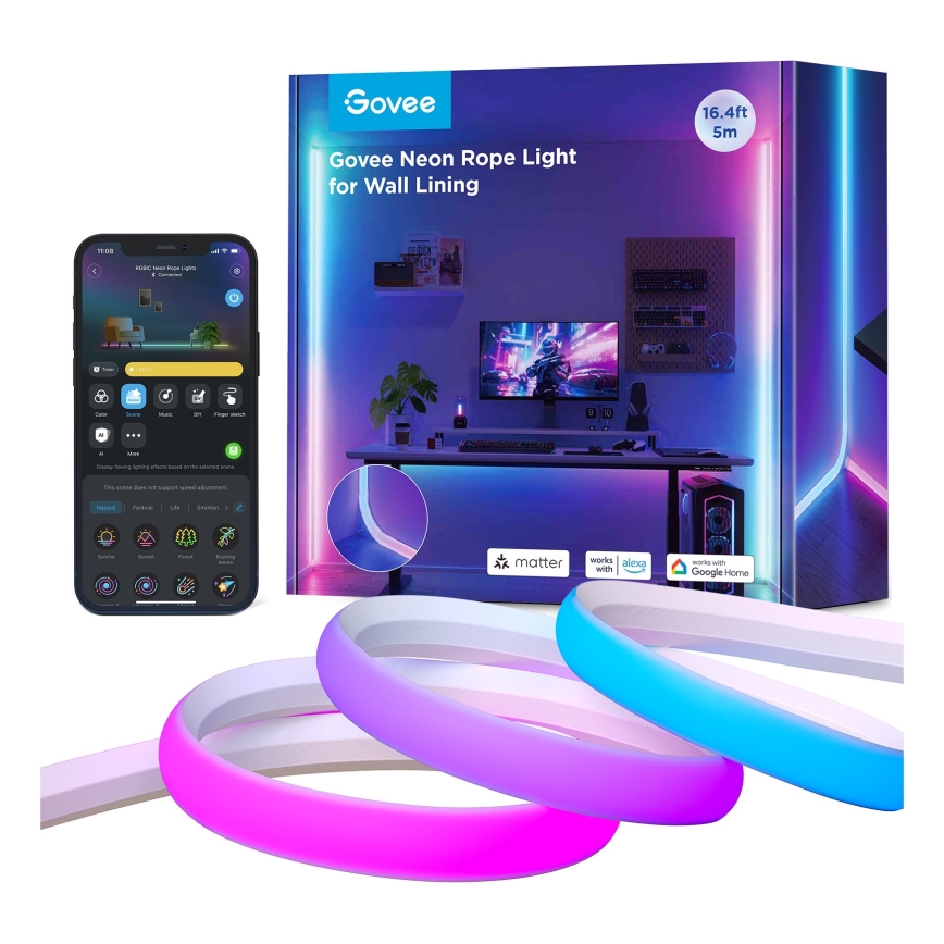 Govee - Neon MATTER LED Кутова рейка 5м RGBIC Wi-Fi