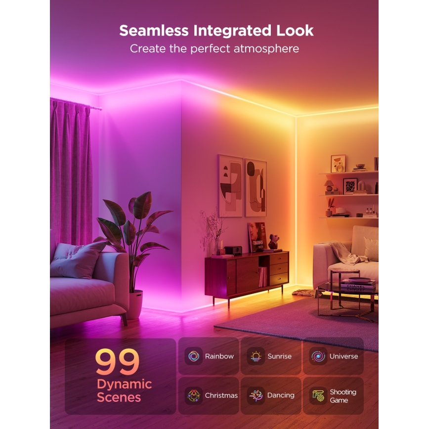 Govee - Neon MATTER LED Кутова рейка 5м RGBIC Wi-Fi