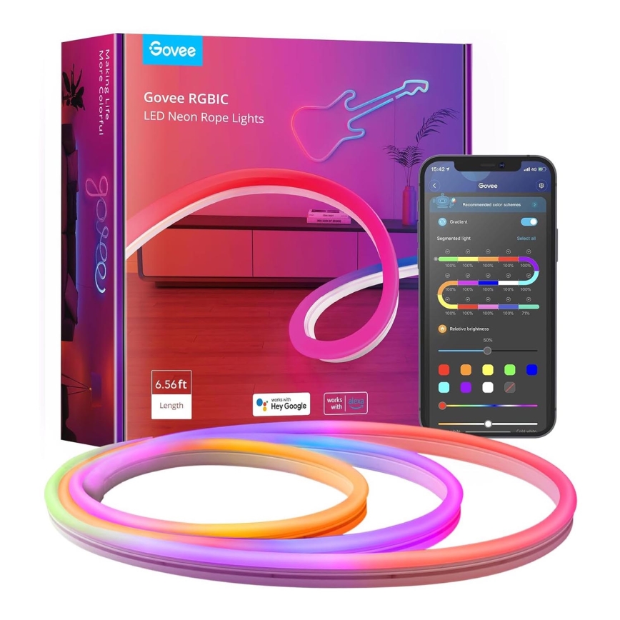 Govee - Neon SMART Гнучка світлодіодна стрічка RGBIC 2 м Wi-Fi IP67