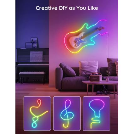 Govee - Neon SMART Гнучка світлодіодна стрічка RGBIC 2 м Wi-Fi IP67