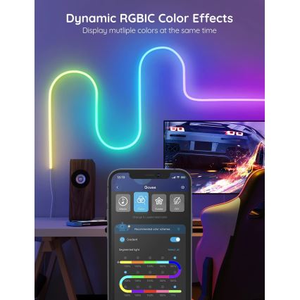Govee - Neon SMART Гнучка світлодіодна стрічка RGBIC 2 м Wi-Fi IP67