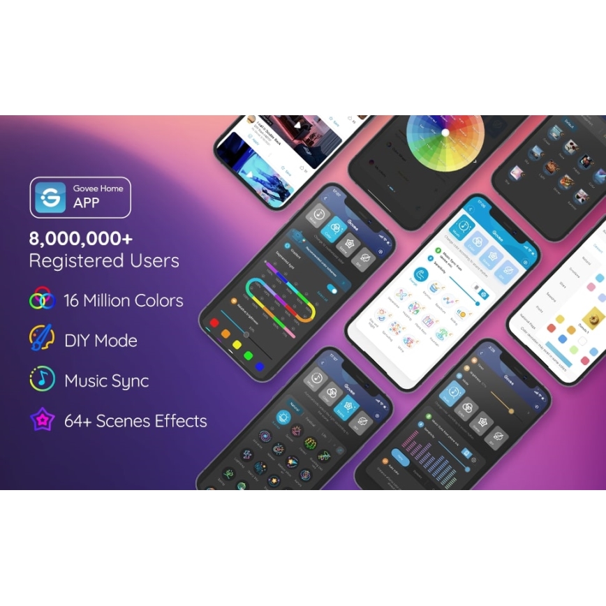 Govee - Neon SMART Гнучка світлодіодна стрічка RGBIC 2 м Wi-Fi IP67