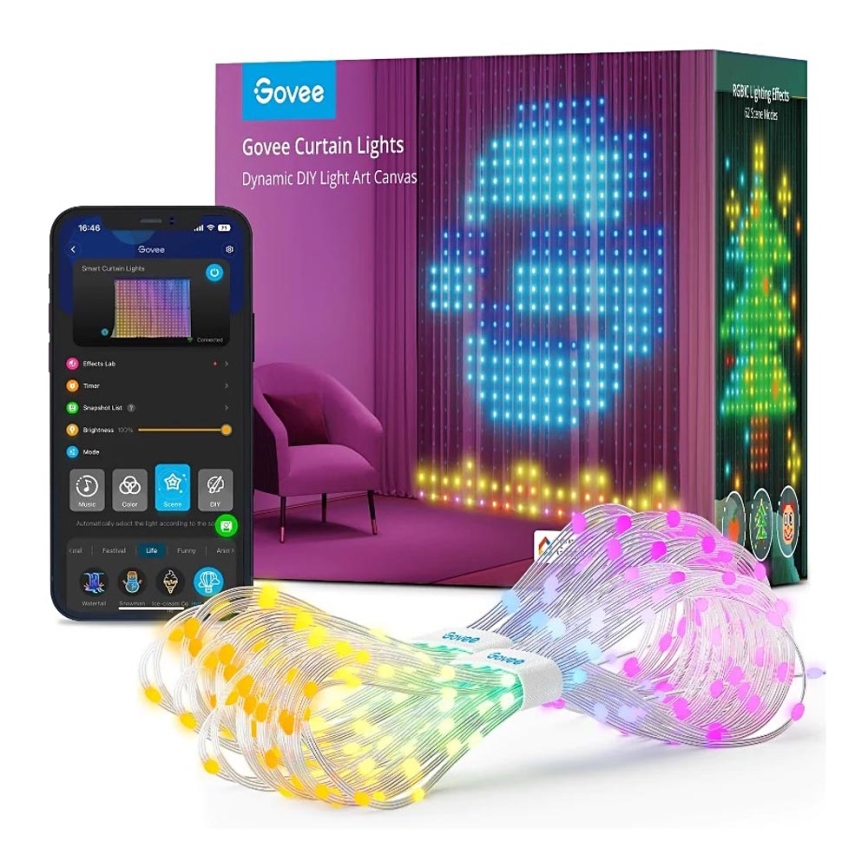 Govee - RGBIC Curtain Light 520 LED 1,5x2 м Wi-Fi IP65