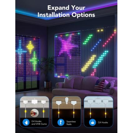 Govee - RGBIC Curtain Light 520 LED 1,5x2 м Wi-Fi IP65