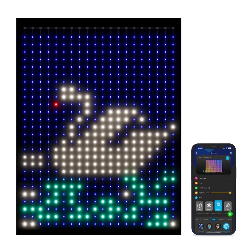 Govee - RGBIC Curtain Light 520 LED 1,5x2 м Wi-Fi IP65