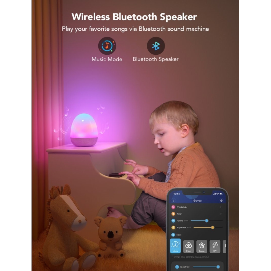 Govee - RGBIC нічне смарт LED світло з динаміком Wi-Fi