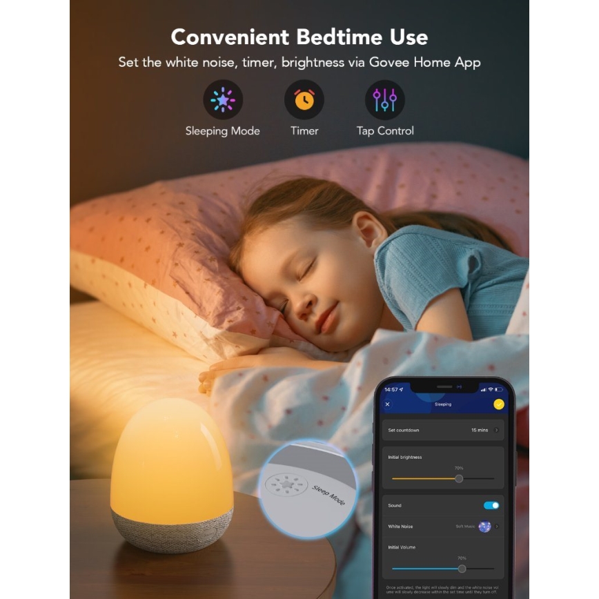 Govee - RGBIC умная ночная LED-лампа с динамиком и Wi-Fi