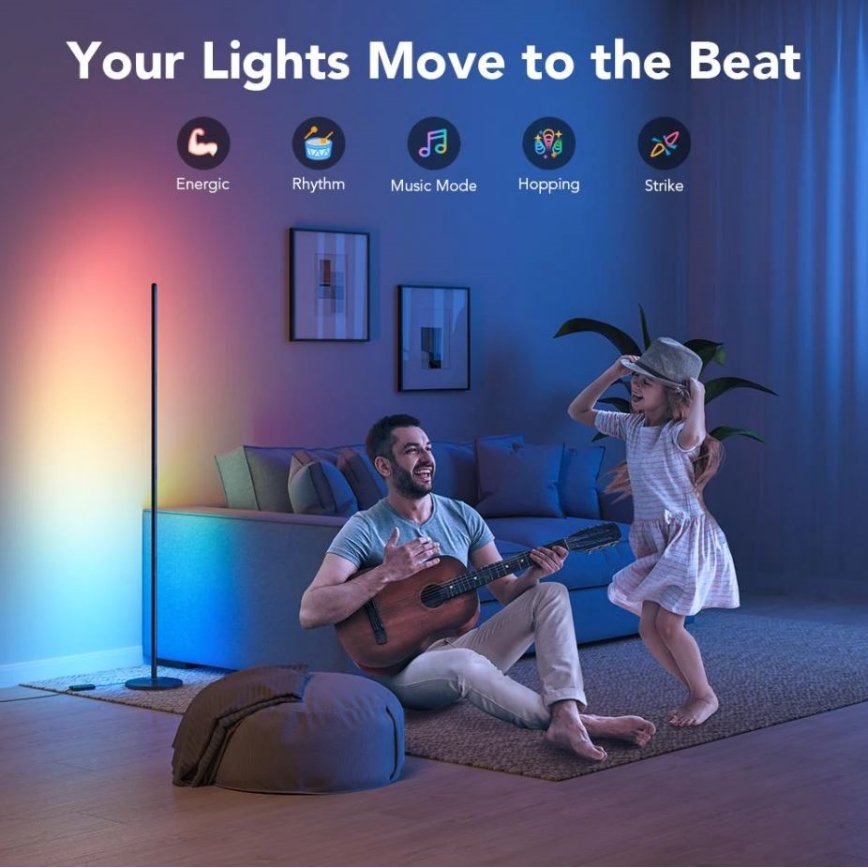 Govee - RGBICW Smart Corner Floor Lamp Wi-Fi