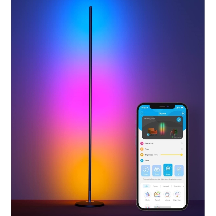 Govee - RGBICW Smart Corner Floor Lamp Wi-Fi