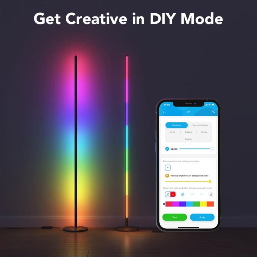 Govee - RGBICW Smart Corner Floor Lamp Wi-Fi